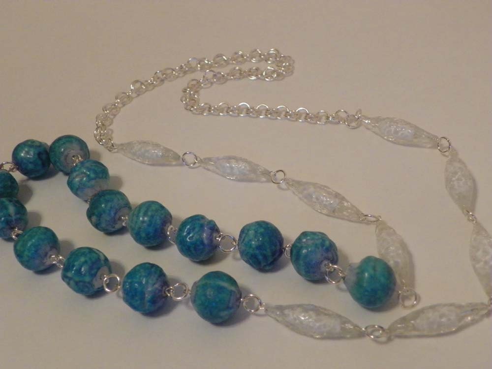 Turquoise Beaded Long Boho Chic Necklace - Revamped Vintage One of a Kind