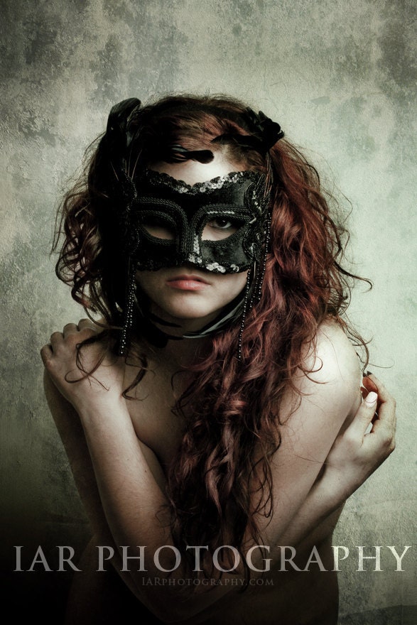 Z402 - Black Mask - Grunge - Fine Art  Nude Photo Print 8"x12"