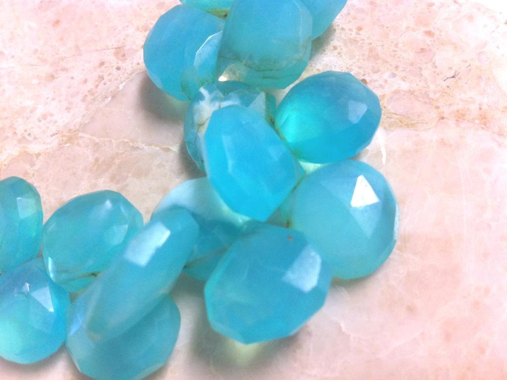 LAST ONE Exquisite Peruvian Blue Opal Briolettes Matched Pair