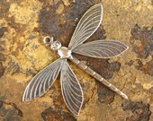 1 Trinity Brass Victorian Dragonfly Pendant Antique Silver 64mm x 51mm -  LOW SHIPPING