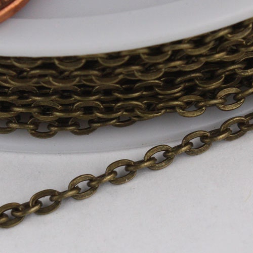SALE Sale 50ft. of Antique Brass Finished Flat Cable Chains - 3x2.2mm unsoldered