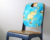 Elephant Baby Bib - Yellow and Aqua Aliens Bib with Snaps