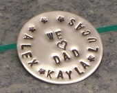 Personalized Golf Ball Marker -Hand Stamped with Children's Names on Nickel Silver Disc - Makes Great Father's Day Gift