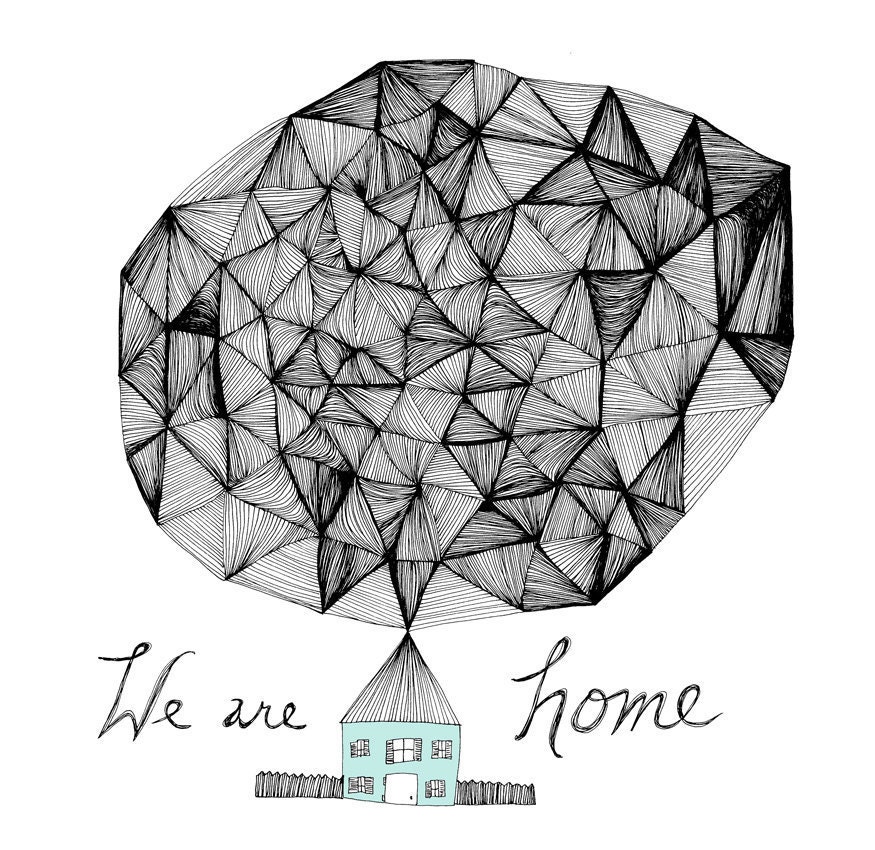 We are Home 8x10 Fine Art Archival Print of Original Pen and Ink Drawing