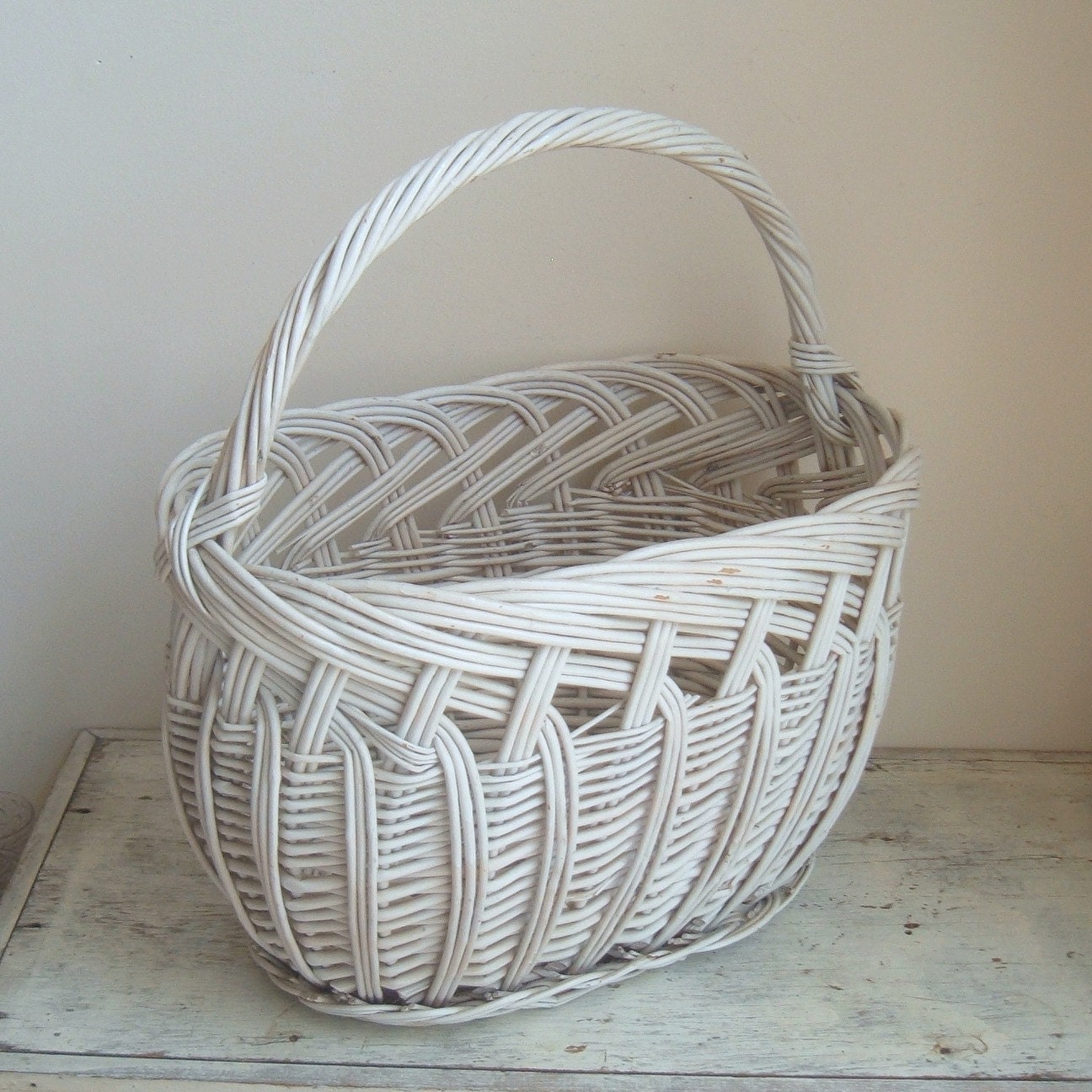 vintage large painted  gathering basket