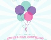 SPECTACULAR Balloon Birthday Party Invitaiton - Customized Printable Invitation