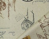 Home Decor Fabric Yardage- French Postale Script - Linen - 1 Yard