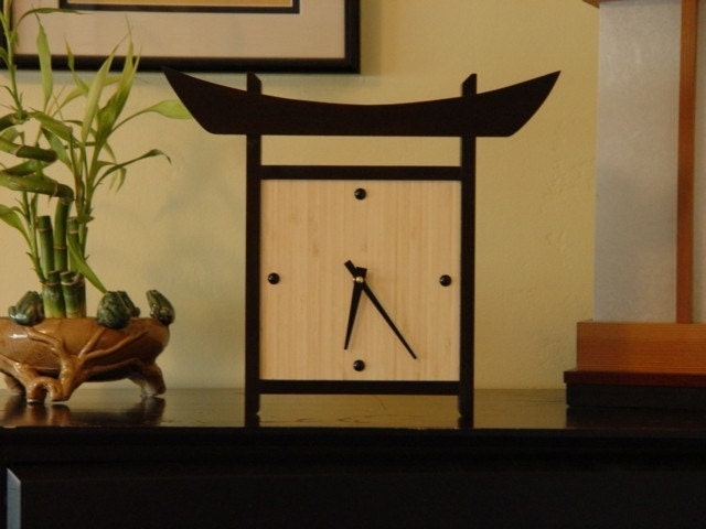 Japanese Style Table Top Bamboo Clock