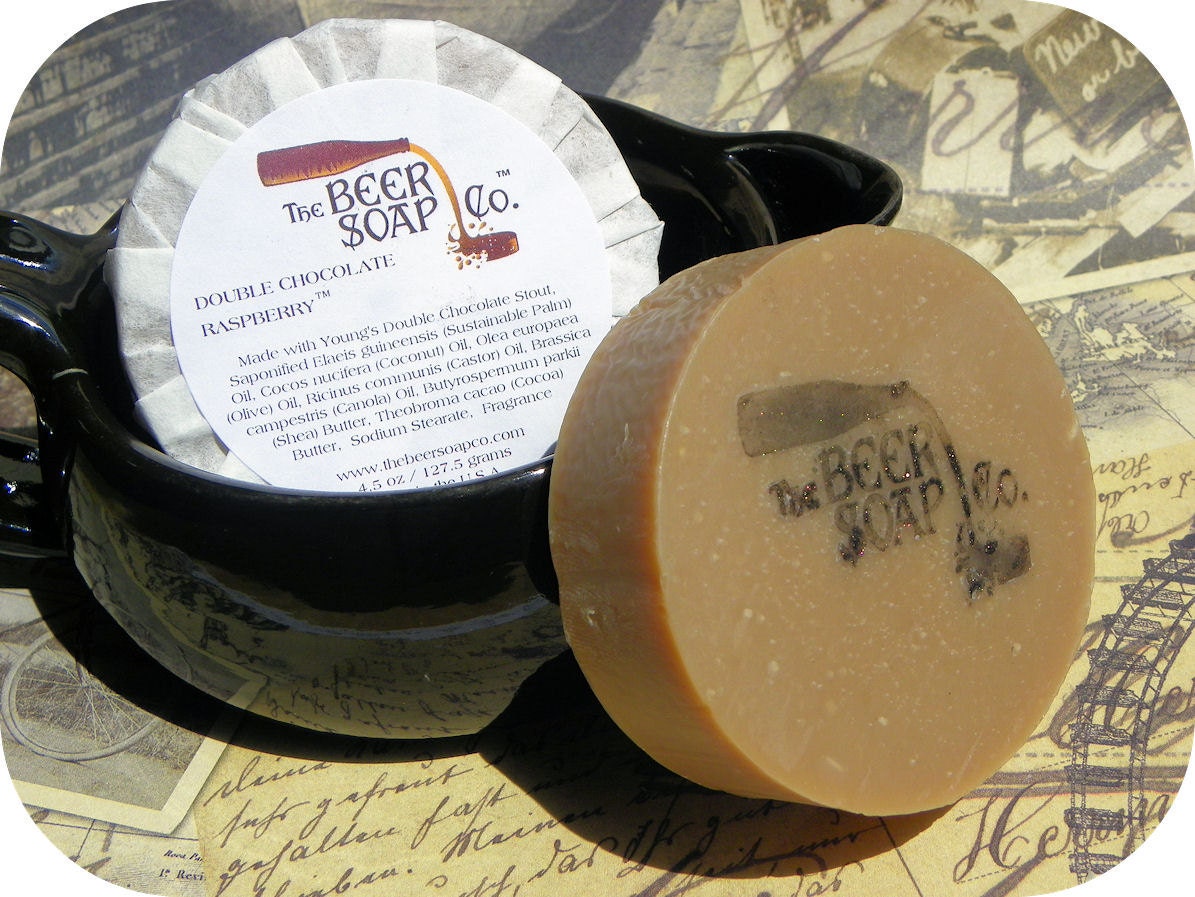 Handmade Soap Gifts For Men - Double Chocolate Raspberry Beer Soap- Made with Youngs Double Chocolate Stout