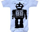ROBOT Baby Bodysuit WHITE gender neutral
