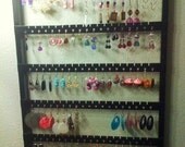 Jewelry Organizer, Earring Holder, Necklace Holder - 7 Pegs, 90 Pairs, Black Semi-Gloss Cabinet Grade Paint, Boutique Quality & Design, 6/9