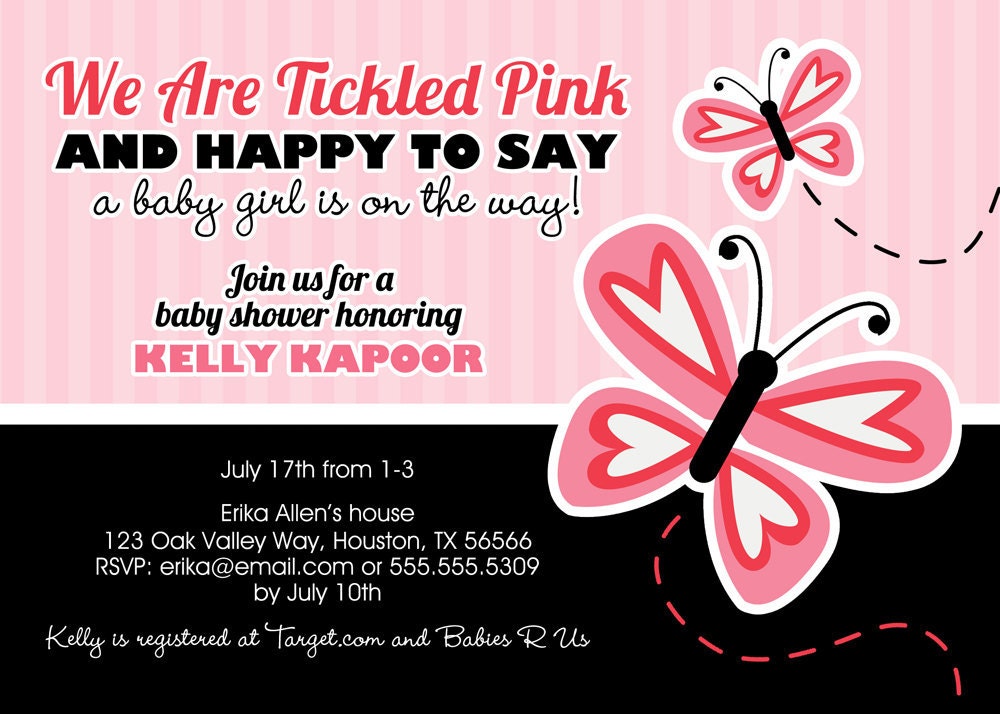 Pink Butterfly Baby Shower Invitation - butterflies baby shower invite (Printable Digital File)