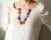 Summer Necklace with Colorful Patent Leather Flowers
