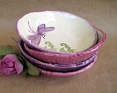 Ceramic Prep Bowls Set of  FOUR Dragonfly style