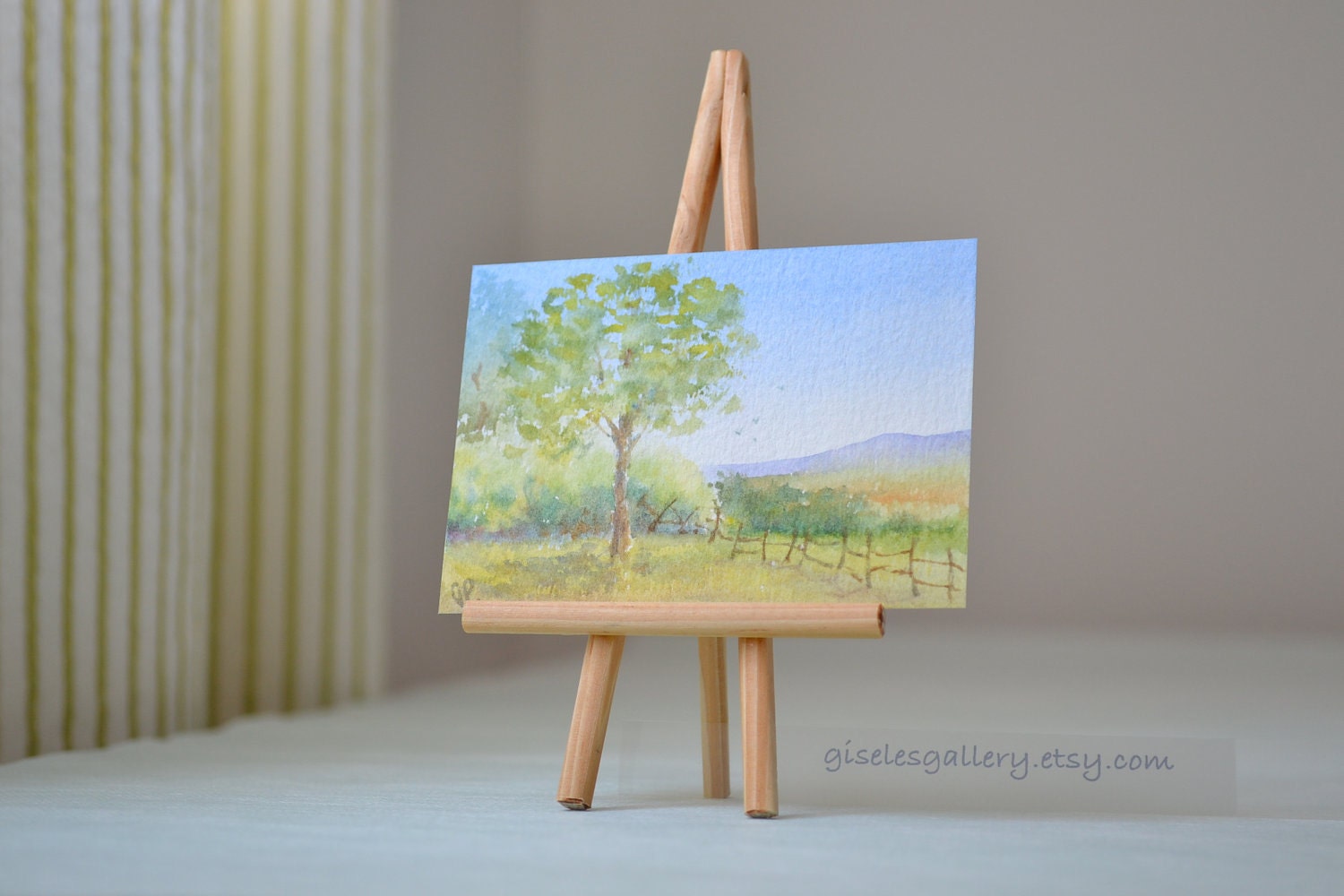 Old fence - ACEO Original watercolor painting