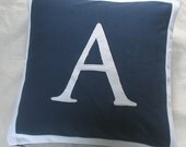 Custom made monogrammed letter pillow 20 inch blue and white- custom order for realmgirl