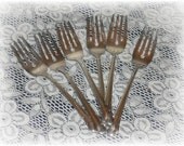 Set of 6 Antique Lady Caroline Silver Salad Forks