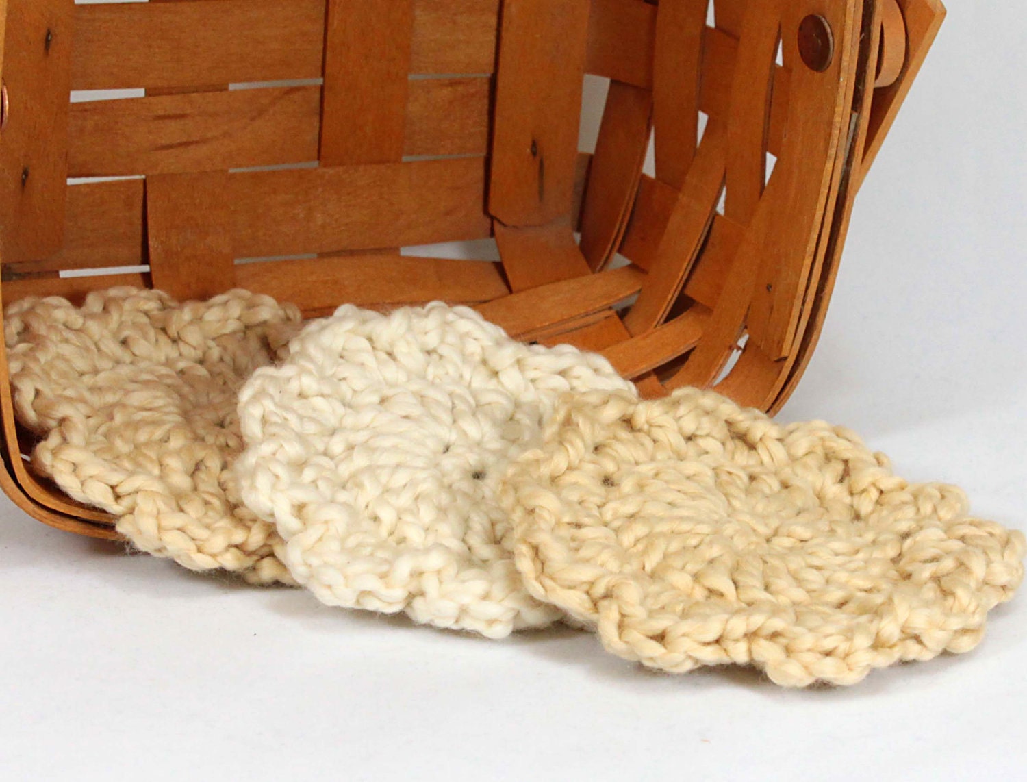 Flower Face Cloths - Organic Cotton - Set of 3 - Macadamia and Almond