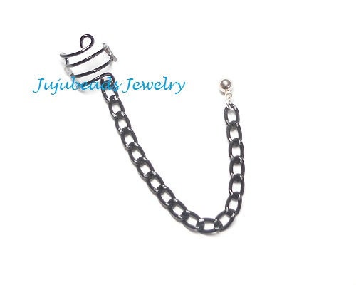 Black Wire Chain Ear Cuff