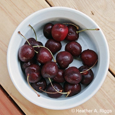 Life is just a bowl of cherries - Cherries in a White Bowl, 5x5