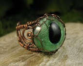 Wire Wrapped Ring: "Peacock's Spying Eye"