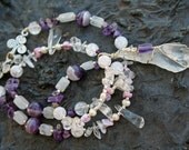 WHITE LILACS Necklace (White Amethyst, Amethyst, Rainbow Moonstone, Quartz, Freshwater Pearl, Chevron Amethyst, Cebu Beauty Lily Shell,