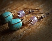 Turquoise Magnesite and Amethyst Earrings
