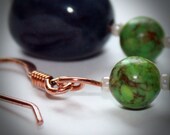 Dumortierite and Green Turquoise Earrings