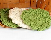 Organic Cotton Flower Face Cloth - Set of 3 - Pistachio and Almond