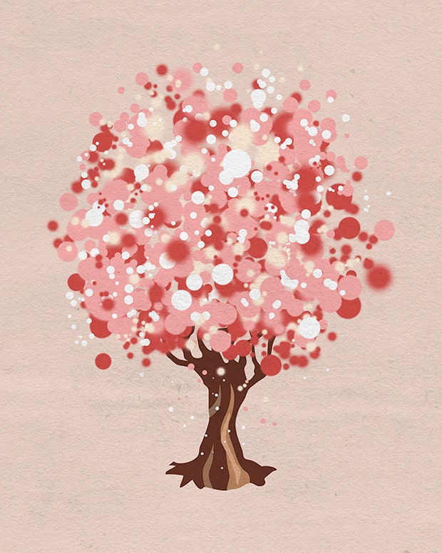 Modern Tree Artwork - Pink Champagne Tree - 8x10