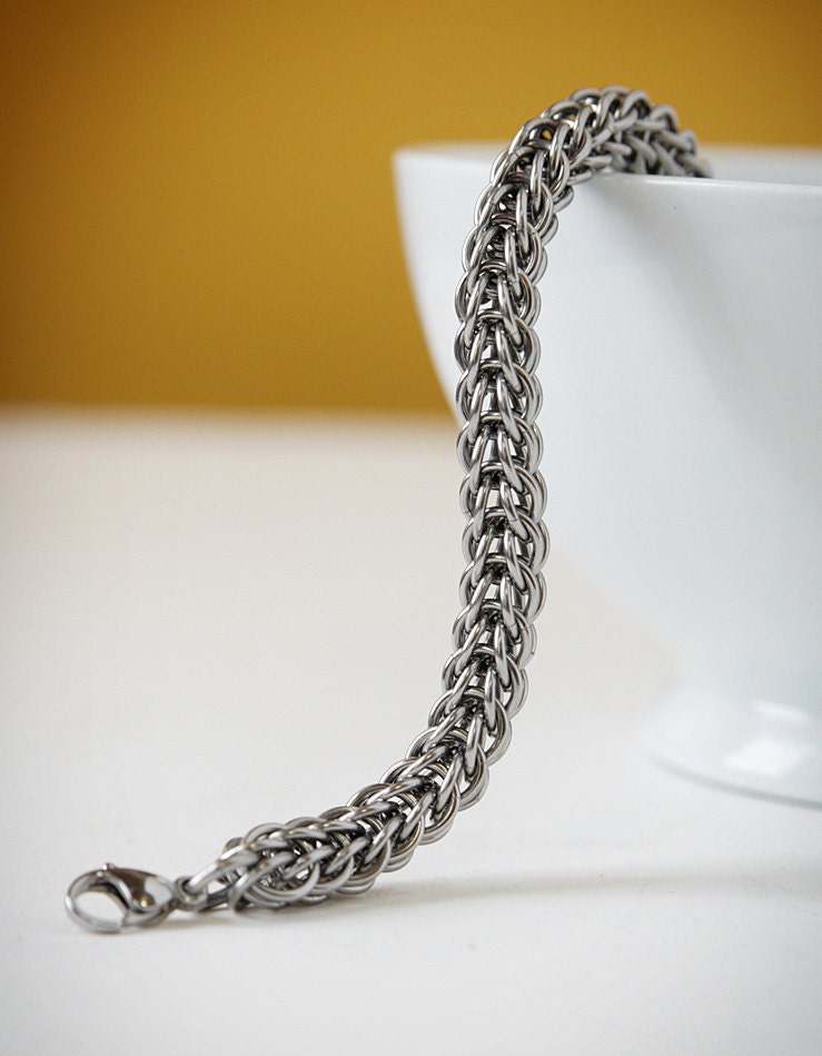Full Persian Bracelet chainmaille- stainless steel - chunky unisex