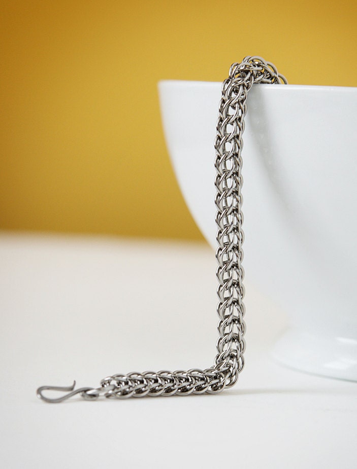 full persian bracelet chainmail - stainless steel - slim chainmaille for women