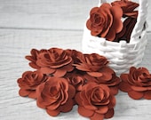 Wood Roses - Birch Wood Shavings Crafted Flowers - Rust Brown - by AccentsandPetals on ETsy
