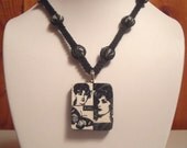 Face Collage Polymer Clay Hemp Necklace