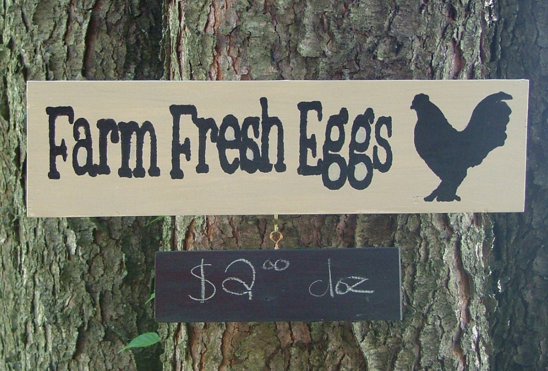 Farm Fresh Eggs Wooden Sign with Chalkboard (Antique White)