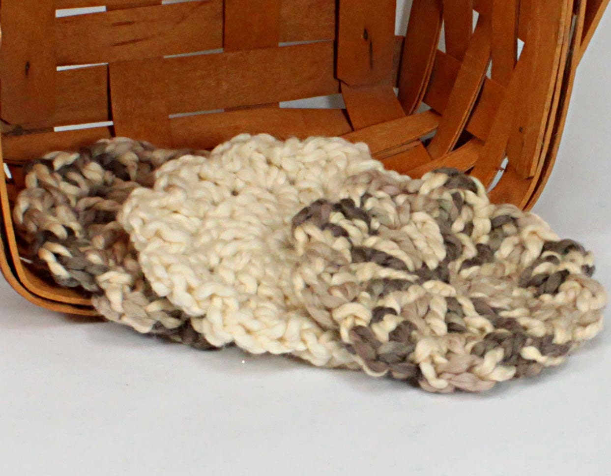 Organic Cotton Flower Face Cloth - Set of 3 - French Vanilla and Almond