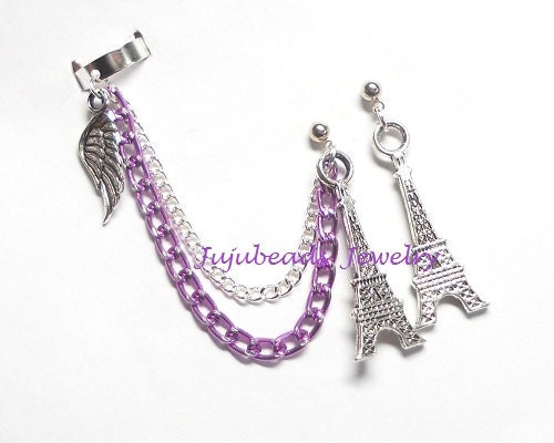 Eiffel Angel - Eiffel Tower Wing Ear Cuff Set