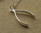 SALE  Large Sterling Silver Wishbone Necklace SALE