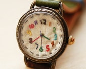 Vintage Watch. Handstitch. Leather Band ///////// Handcraft Watch ///////// yumyum - metaletlinnen