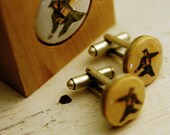 Vintage Soldier Cufflinks - Recycled Cork in Wood Block by Uncorked - Antique Silver