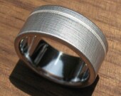 Titanium Wedding Ring Silver Pinstripe