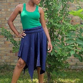 C L E A R A N C E--flyTie blue ribbed handkerchief skirt