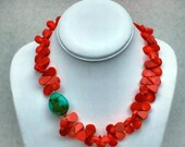 Summer Delight - Coral and Turquoise Necklace by MixedMediaDesigns1