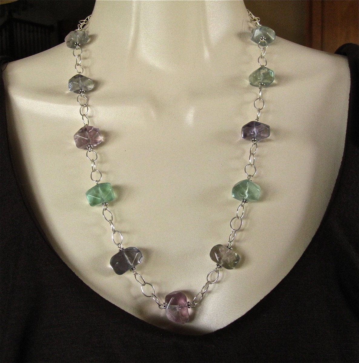 Rainbow Fluorite Sterling Silver Necklace