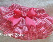 Hot Pink Gingham Sassy Pants Ruffle Diaper Cover Bloomers with Bow