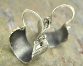Sterling Silver Petite Hoops, Distressed Wood, ThePurpleLilyDesigns
