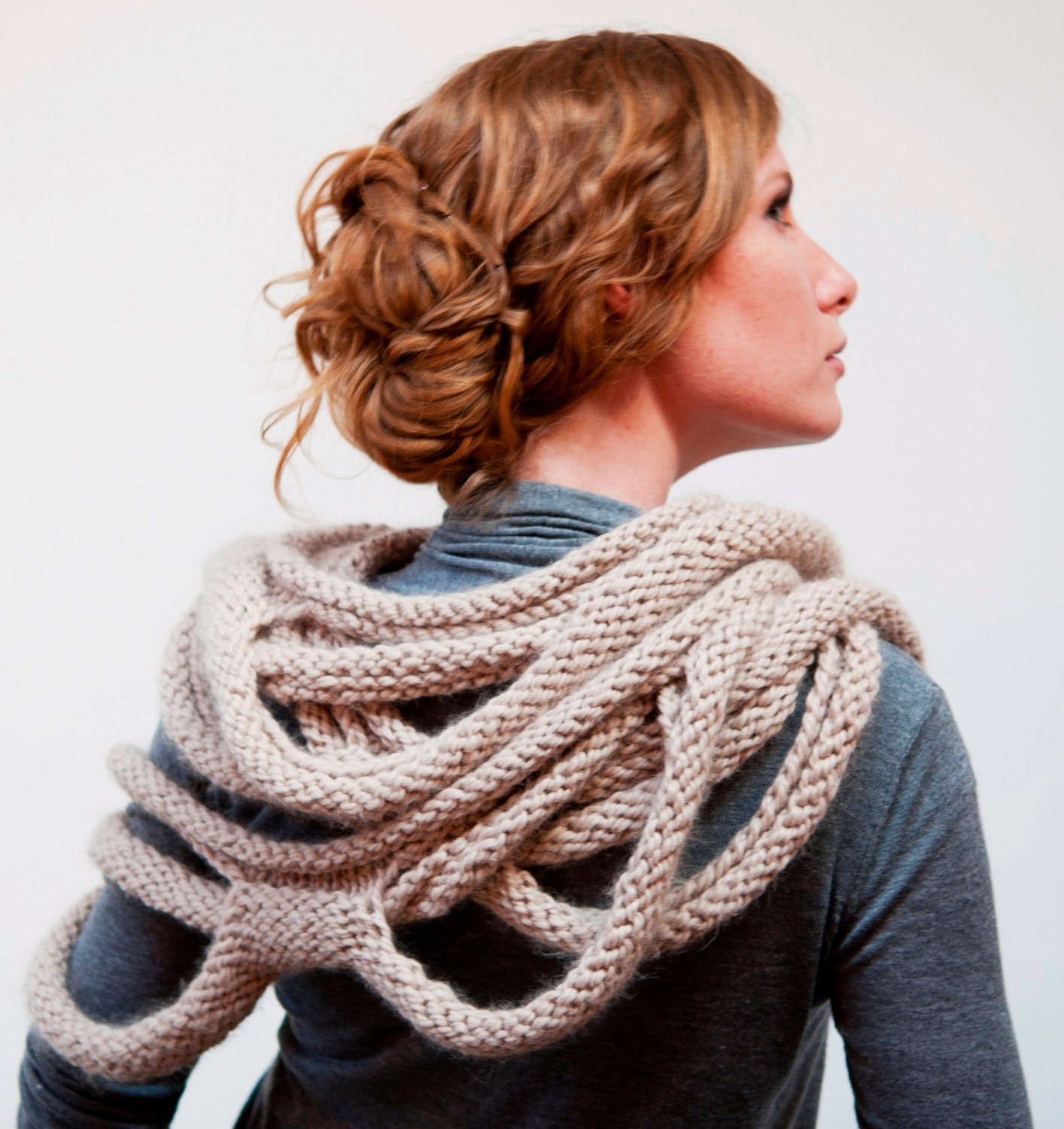 Medusa Loop Scarf - hand knitting pattern PDF