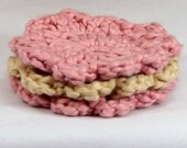 Reusable Flower Face Cloth - Organic Cotton - Set of 3 -Strawberry and Macadamia