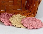Organic Cotton Flower Face Cloth - Set of 3 -Strawberry and Macadamia