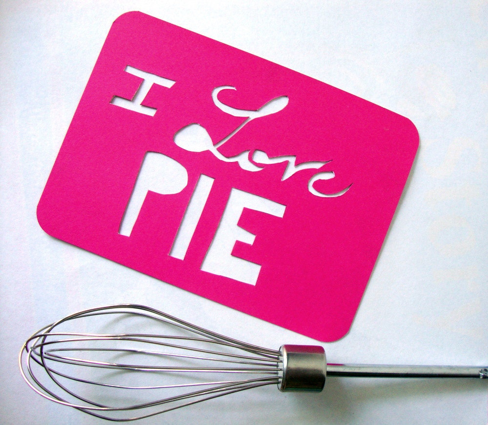 Pie Greeting Card - Papercut Note in Pink